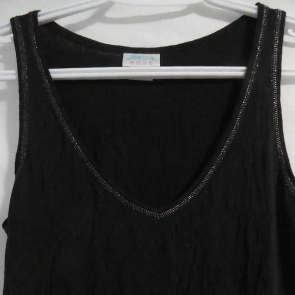 AQUA ROSE | xs extra small | Black Tank Top With Shiny Silver Trim | GUC - Picture 4 of 12